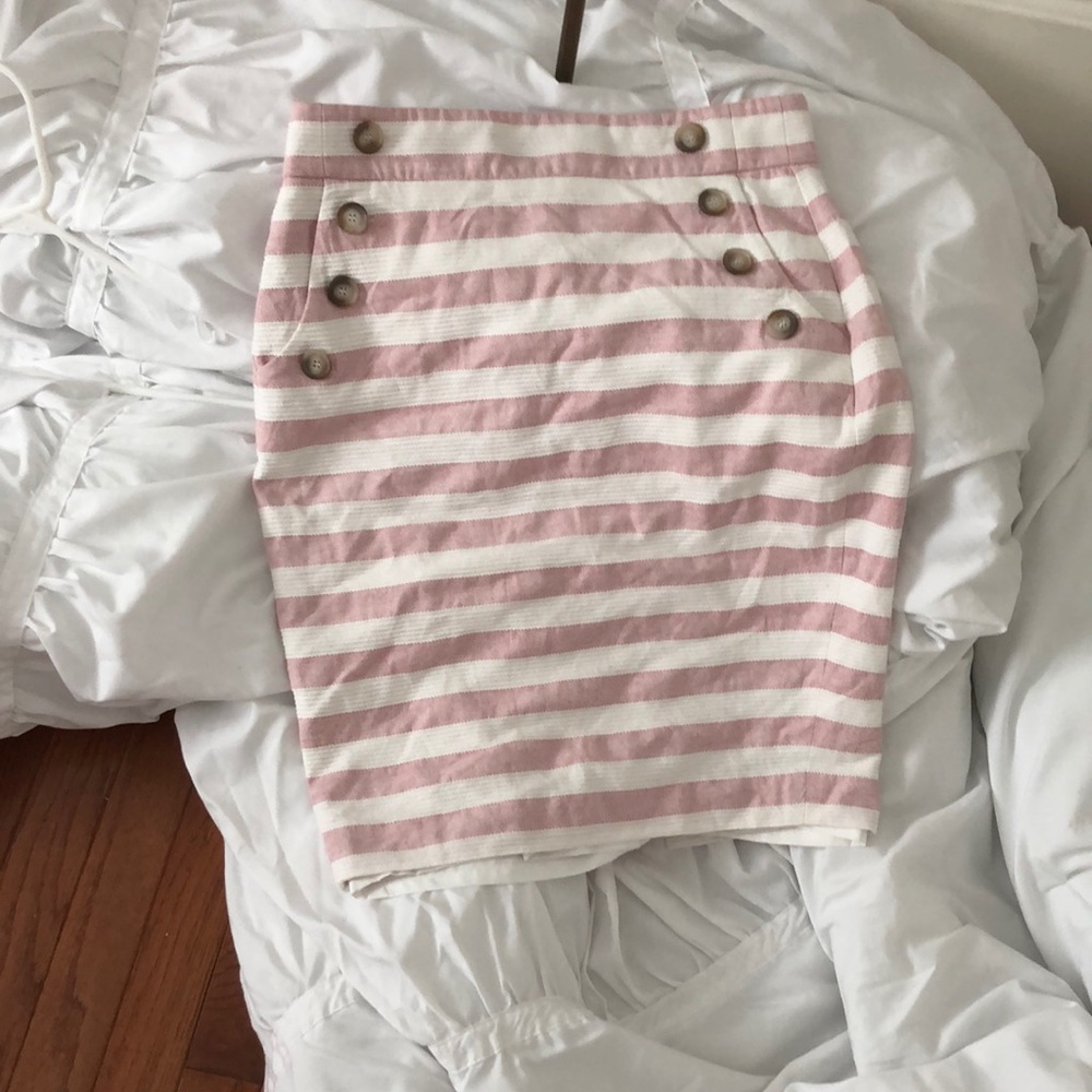 Loft fully lined pinstripe high waist pencil skirt
